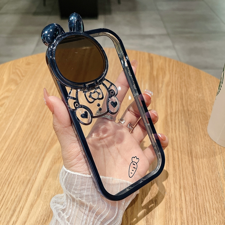 

For iPhone 14 Plus Plating Carrot Rabbit TPU Phone Case(Dark Grey)