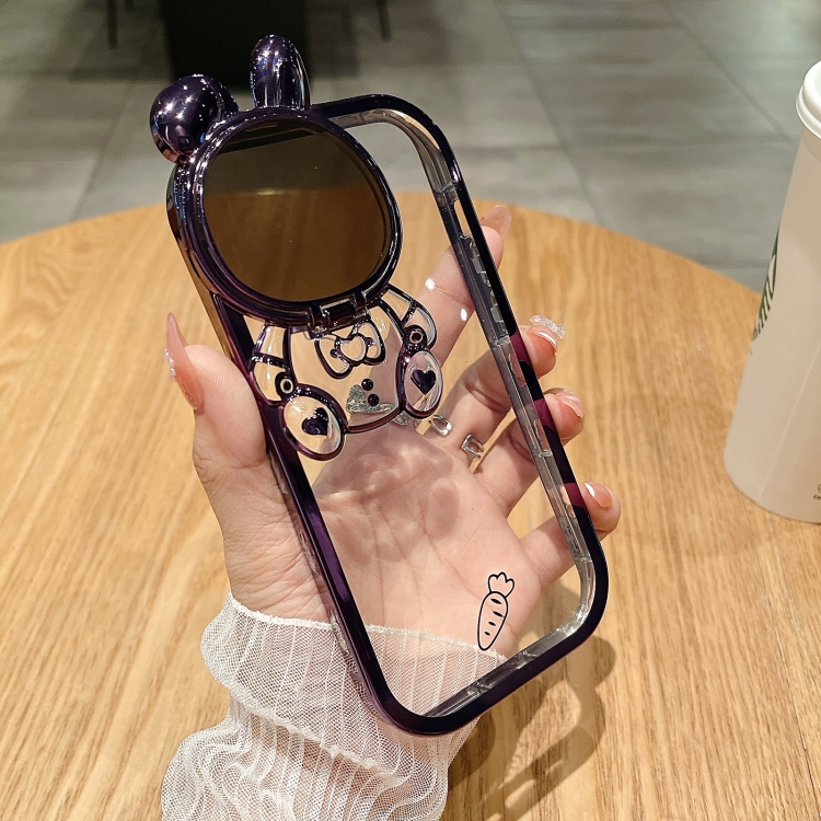 

For iPhone 12 Pro Max Plating Carrot Rabbit TPU Phone Case(Purple)