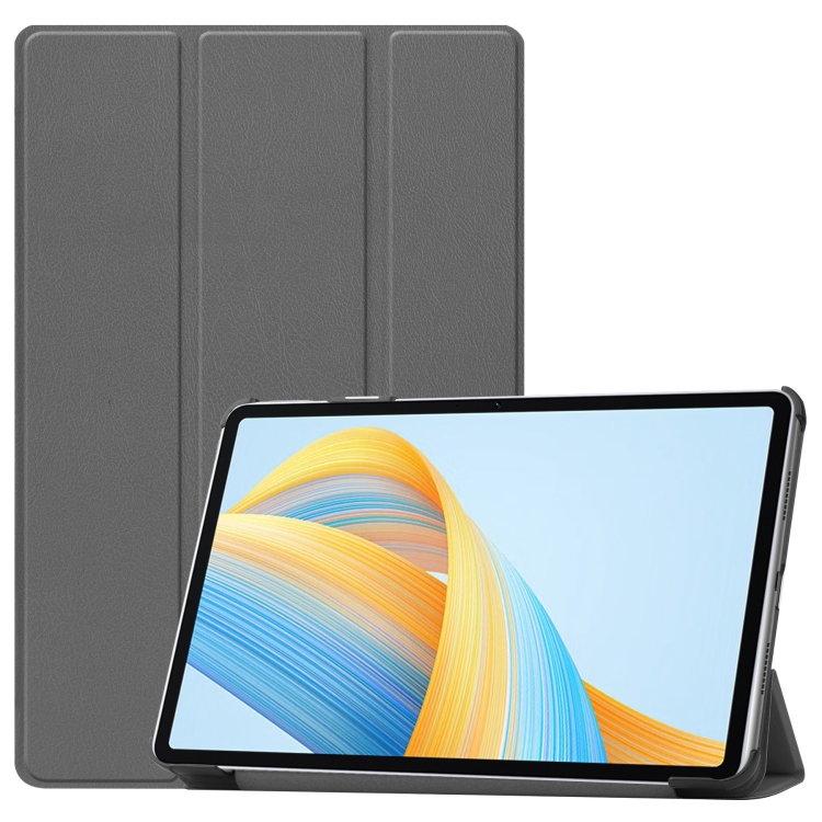 

For Honor Pad V8 3-Fold Custer Texture Leather Tablet Case(Grey)