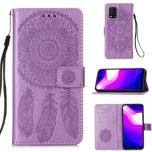 For Xiaomi Mi 10 Lite 5G / Mi 10 Youth 5G Dream Catcher Printing Horizontal Flip Leather Case with Holder & Card Slots & Wallet & Lanyard(Purple)