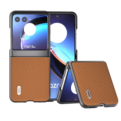 

For Motorola Razr 40 Ultra ABEEL Carbon Fiber Texture Protective Phone Case(Light Brown)