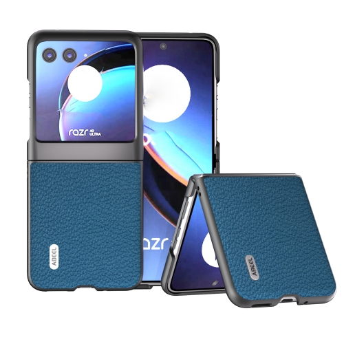 

For Motorola Razr 40 Ultra ABEEL Genuine Leather Litchi Texture Phone Case(Blue)