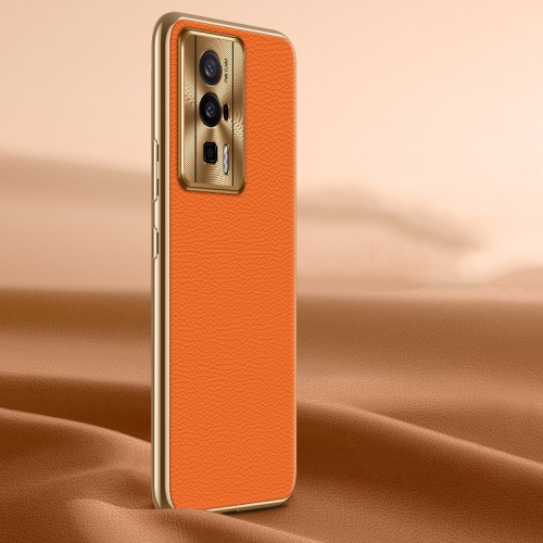 

For Xiaomi Redmi K60 Litchi Texture Genuine Leather Phone Case(Orange)