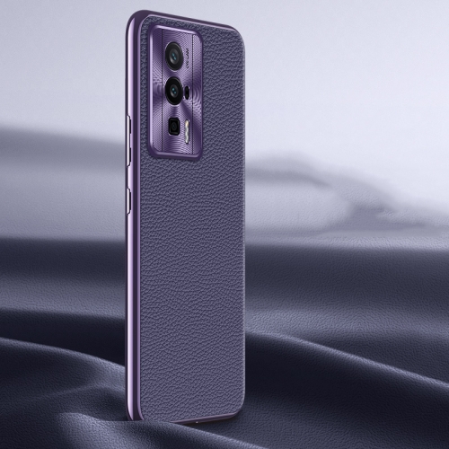 

For Xiaomi Redmi K60 Litchi Texture Genuine Leather Phone Case(Purple)