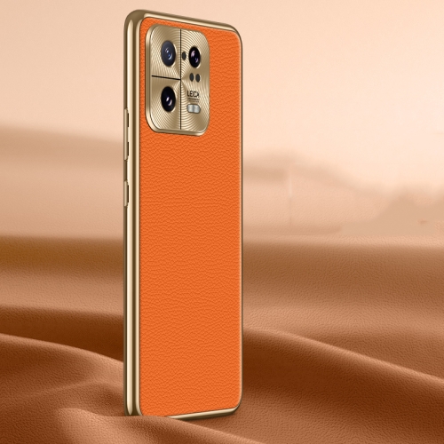 

For Xiaomi 13 Pro Litchi Texture Genuine Leather Phone Case(Orange)