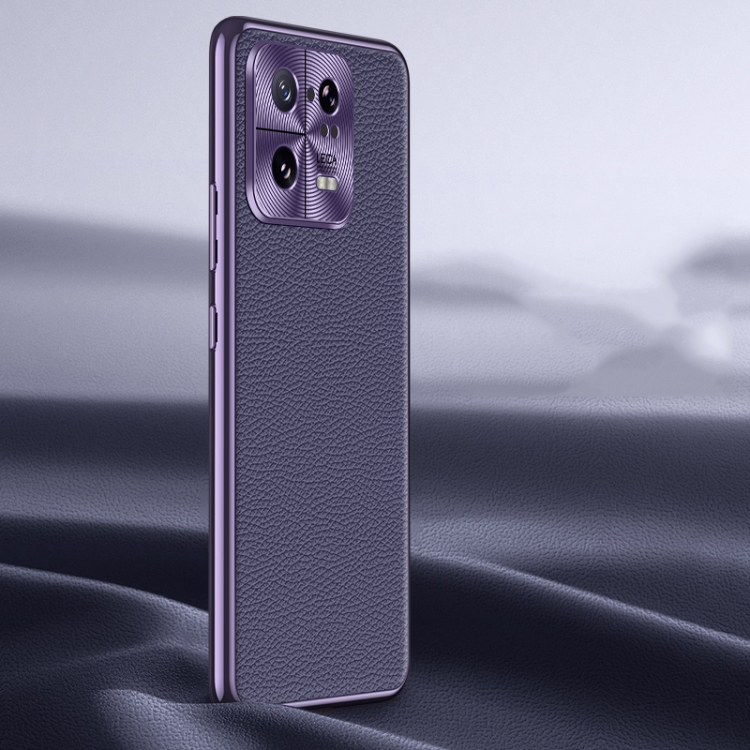 

For Xiaomi 13 Pro Litchi Texture Genuine Leather Phone Case(Purple)