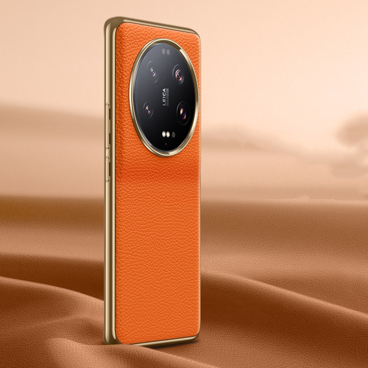 

For Xiaomi 13 Ultra Litchi Texture Genuine Leather Phone Case(Orange)