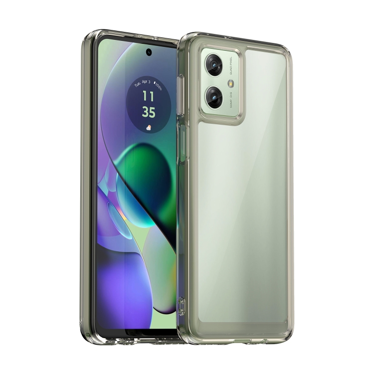 

For Motorola Moto G54 Global Colorful Series Acrylic Hybrid TPU Phone Case(Transparent Grey)