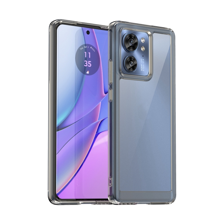 

For Motorola Edge 2023 Global Colorful Series Acrylic Hybrid TPU Phone Case(Transparent Grey)