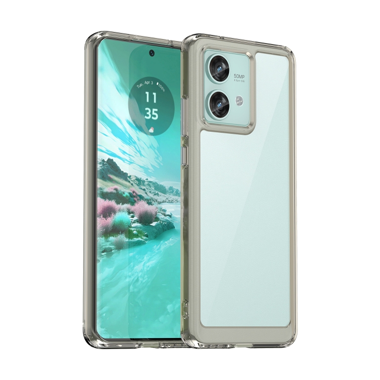 

For Motorola Edge 40 Neo Colorful Series Acrylic Hybrid TPU Phone Case(Transparent Grey)