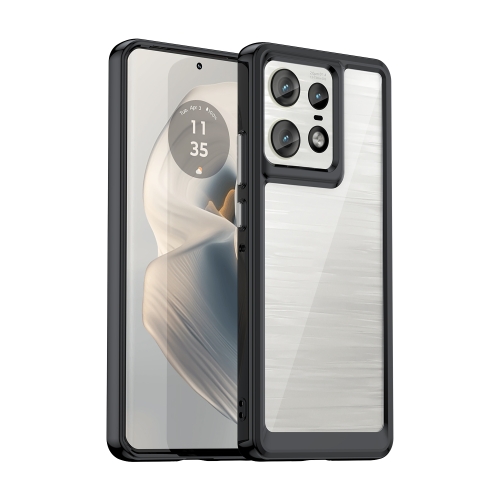 

For Motorola Moto Edge 50 Pro Colorful Series Acrylic Hybrid TPU Phone Case(Black)