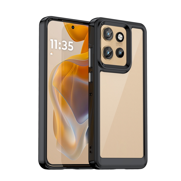 

For Motorola Edge 50 Neo Colorful Series Acrylic Hybrid TPU Phone Case(Black)
