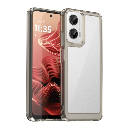 

For Motorola Moto G35 5G Colorful Series Acrylic Hybrid TPU Phone Case(Transparent Grey)