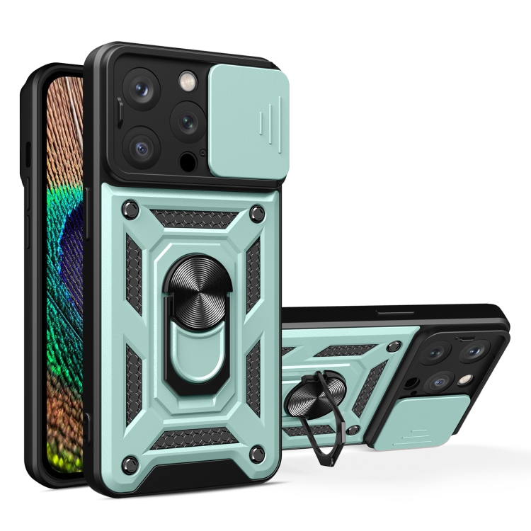 

For iPhone 15 Pro Max Sliding Camera Cover Design TPU+PC Phone Case(Green)