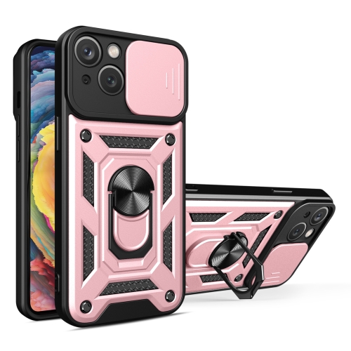 

For iPhone 15 Plus Sliding Camera Cover Design TPU+PC Phone Case(Rose Gold)