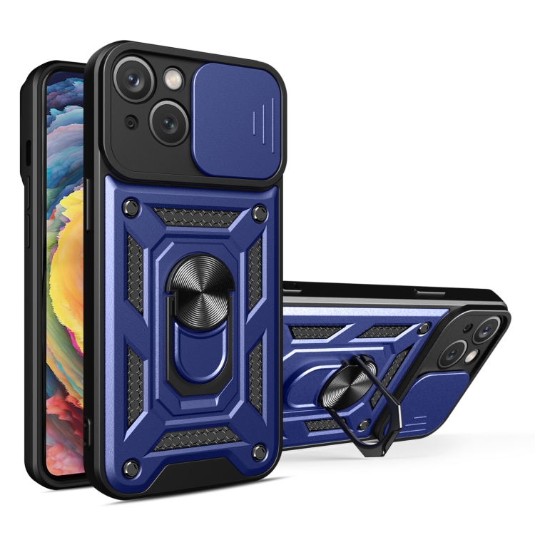 

For iPhone 15 Sliding Camera Cover Design TPU+PC Phone Case(Blue)
