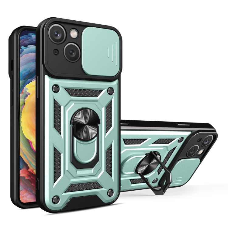 

For iPhone 15 Sliding Camera Cover Design TPU+PC Phone Case(Green)