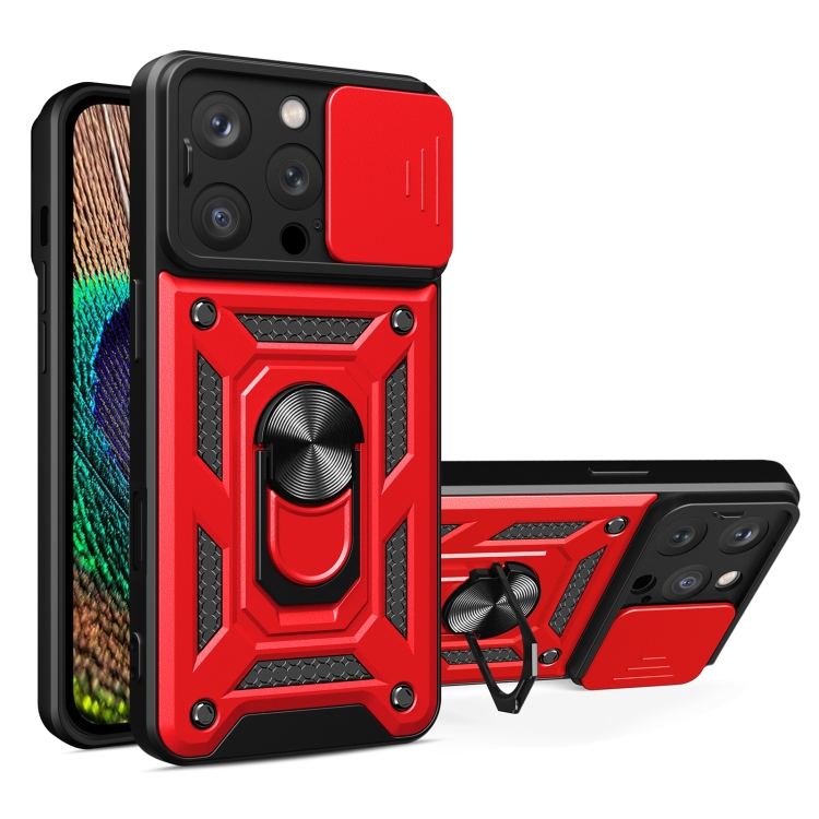 

For iPhone 16 Pro Sliding Camera Cover Design TPU+PC Phone Case(Red)