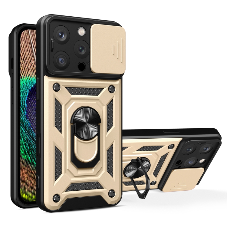 

For iPhone 16 Pro Sliding Camera Cover Design TPU+PC Phone Case(Gold)