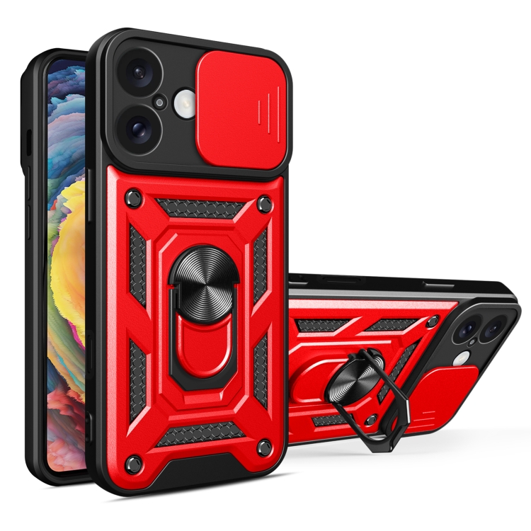 

For iPhone 16 Plus Sliding Camera Cover Design TPU+PC Phone Case(Red)