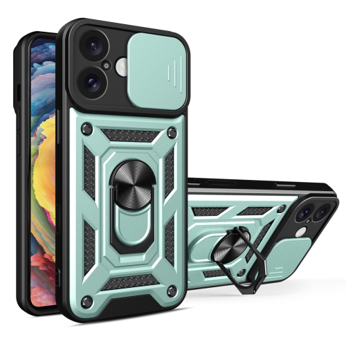 

For iPhone 16 Plus Sliding Camera Cover Design TPU+PC Phone Case(Green)