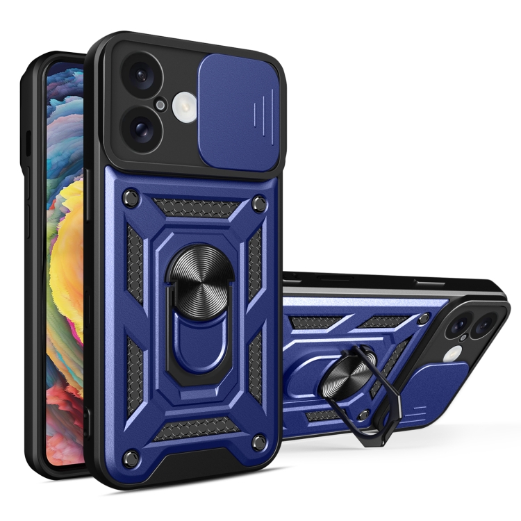 

For iPhone 16 Sliding Camera Cover Design TPU+PC Phone Case(Blue)