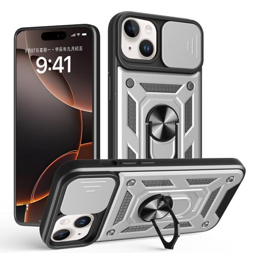 

For iPhone 13 Sliding Camera Cover Design TPU+PC Phone Case(Silver)