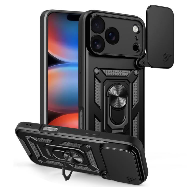 

For iPhone 17 Pro Max Sliding Camera Cover Design TPU+PC Phone Case(Black)