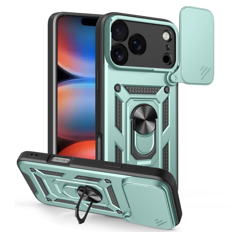 

For iPhone 17 Pro Max Sliding Camera Cover Design TPU+PC Phone Case(Green)
