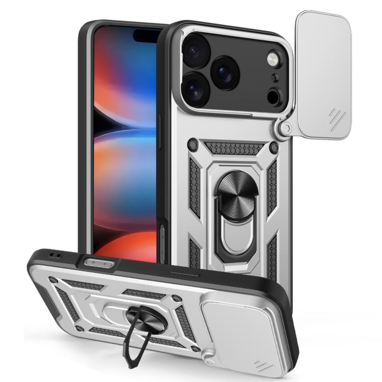 

For iPhone 17 Pro Max Sliding Camera Cover Design TPU+PC Phone Case(Silver)