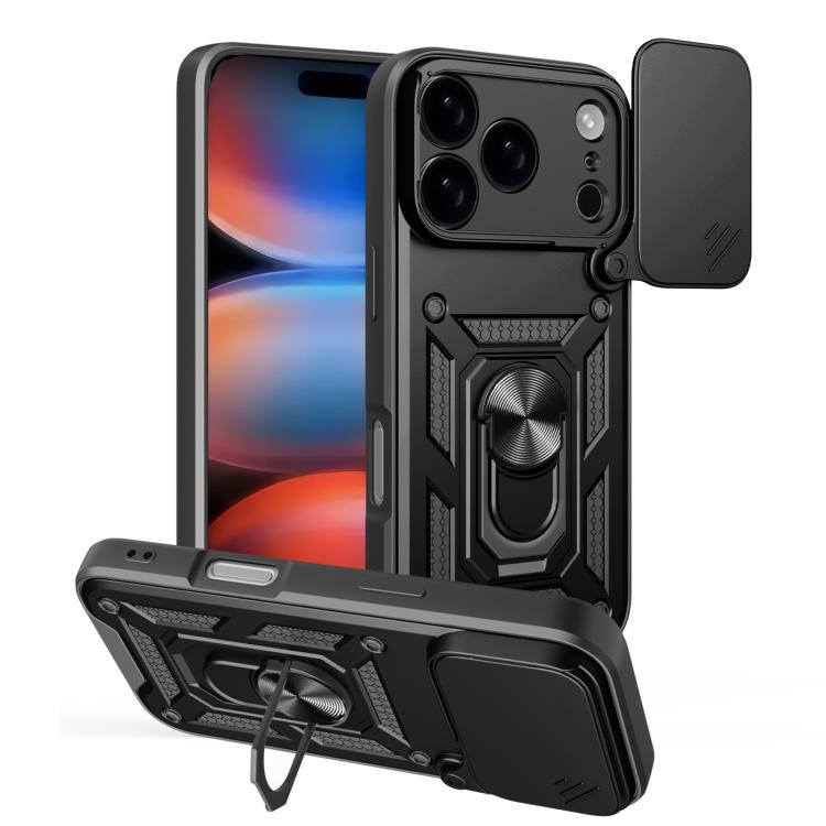 

For iPhone 17 Pro Sliding Camera Cover Design TPU+PC Phone Case(Black)