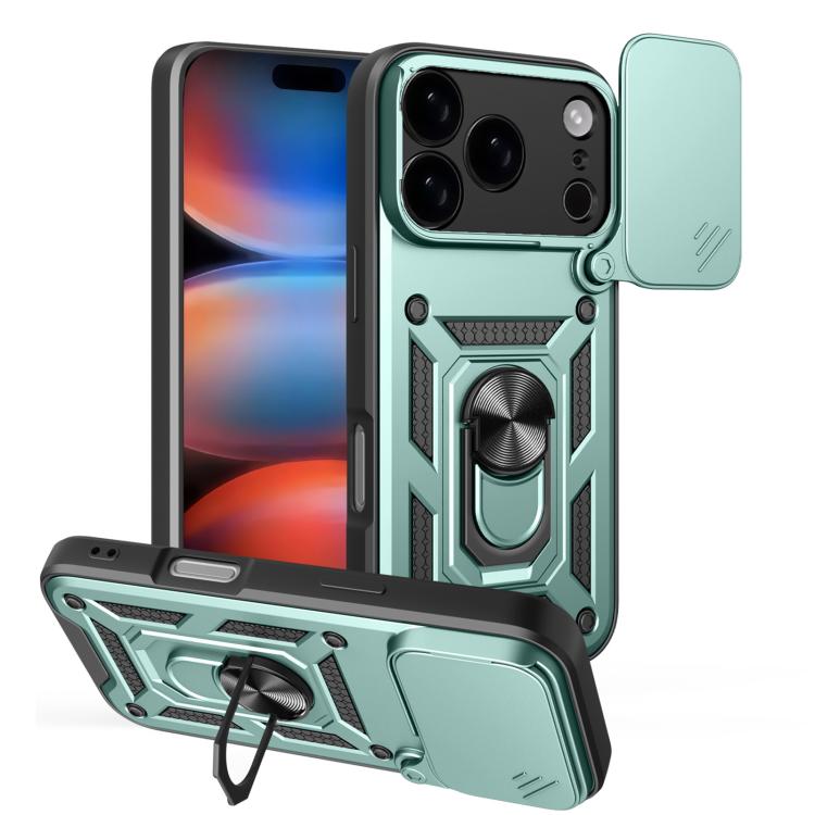 

For iPhone 17 Pro Sliding Camera Cover Design TPU+PC Phone Case(Green)
