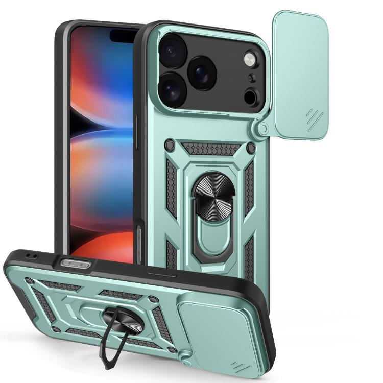For iPhone 18 Pro Max Sliding Camera Cover Design TPU+PC Phone Case(Green)