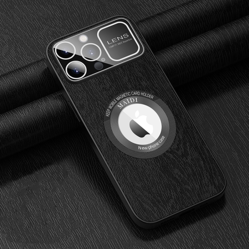 

For iPhone 14 Pro MagSafe Magnetic Tree Texture PU Phone Case(Black)