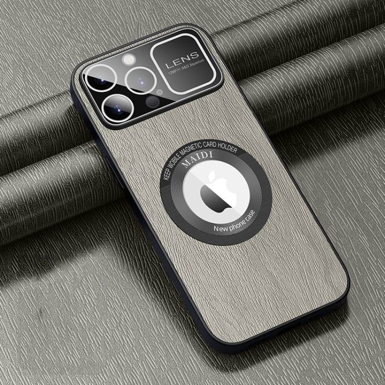 

For iPhone 14 Pro MagSafe Magnetic Tree Texture PU Phone Case(Silver Grey)