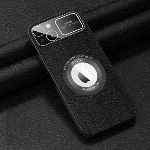 

For iPhone 13 MagSafe Magnetic Tree Texture PU Phone Case(Black)