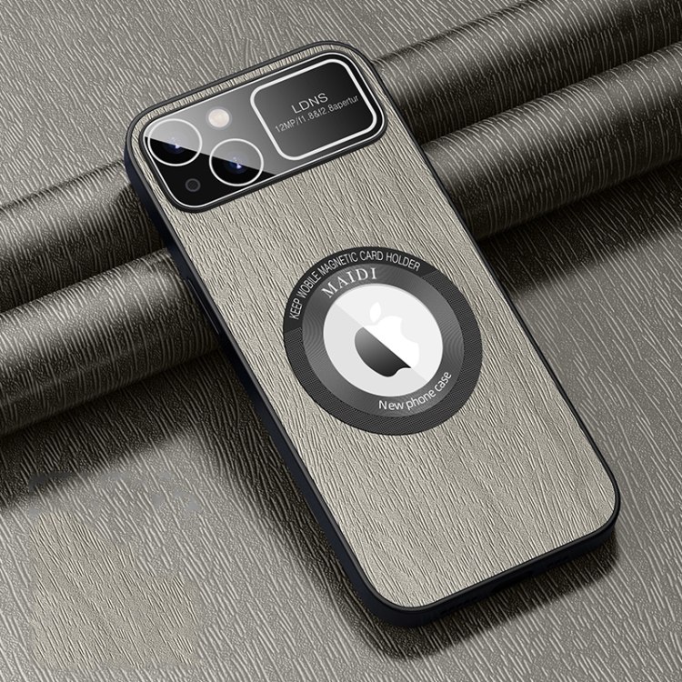 

For iPhone 13 MagSafe Magnetic Tree Texture PU Phone Case(Silver Grey)