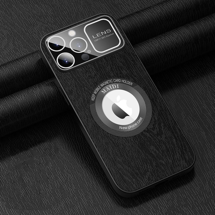 

For iPhone 12 Pro Max MagSafe Magnetic Tree Texture PU Phone Case(Black)