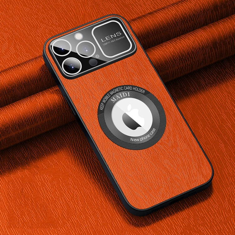 

For iPhone 12 Pro Max MagSafe Magnetic Tree Texture PU Phone Case(Orange)