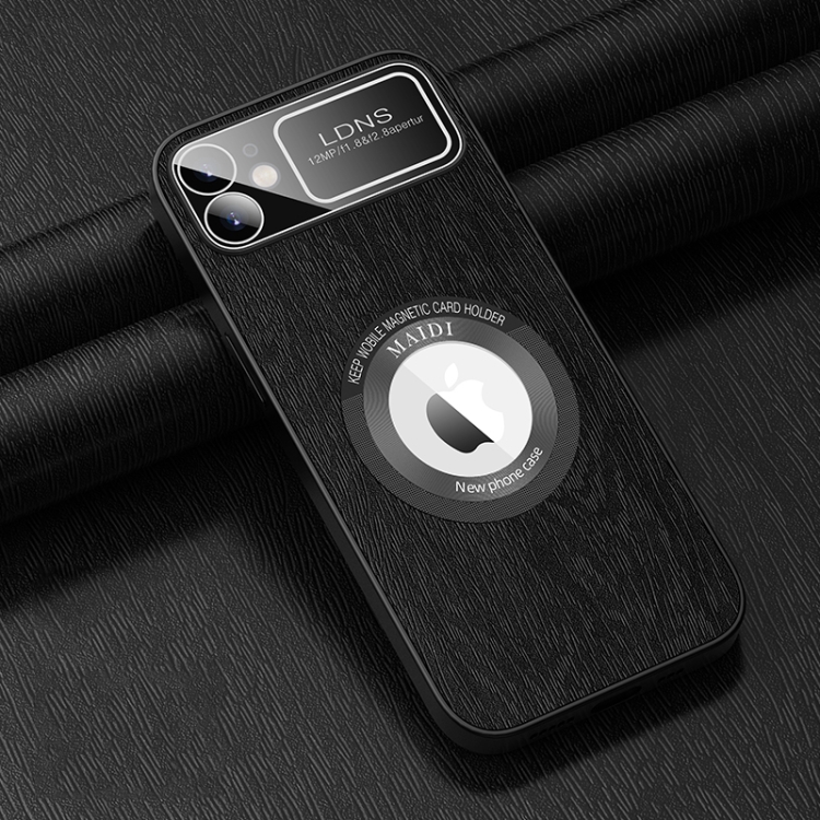 

For iPhone 11 MagSafe Magnetic Tree Texture PU Phone Case(Black)