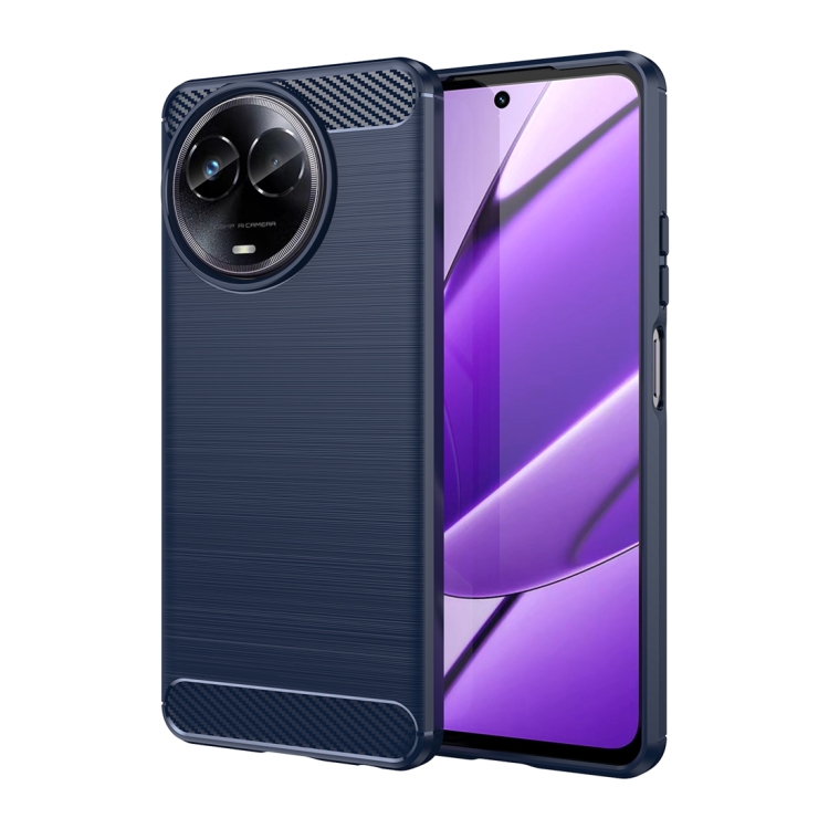 

For Realme 11 5G Brushed Texture Carbon Fiber TPU Phone Case(Blue)
