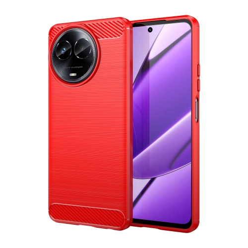 

For Realme Narzo 60X Brushed Texture Carbon Fiber TPU Phone Case(Red)