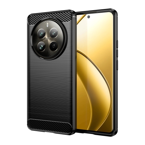

For Realme 12 Pro 5G Brushed Texture Carbon Fiber TPU Phone Case(Black)