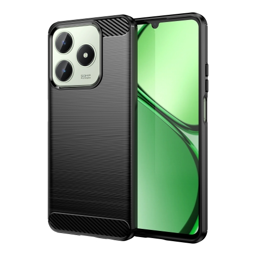 

For Realme C61 Brushed Texture Carbon Fiber TPU Phone Case(Black)