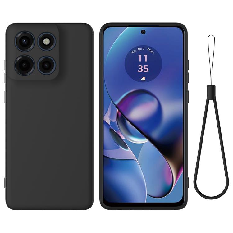 

For Motorola Moto G Stylus 5G 2025 Pure Color Liquid Silicone Shockproof Phone Case(Black)