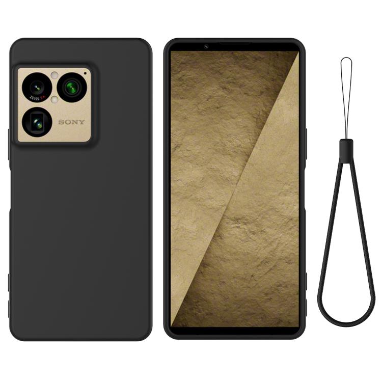 For Sony Xperia 1 VIII Solid Color Liquid Silicone Dropproof Full Coverage Phone Case(Black)