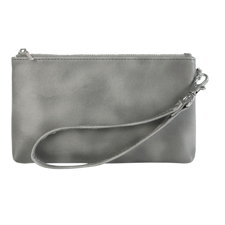 

6 inch Simple Retro Leather Clutch Zipper Bag(Grey)
