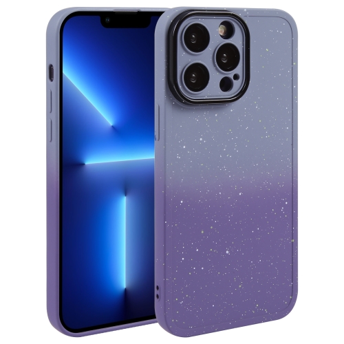 

For iPhone 13 Pro Max Gradient Starry Silicone Phone Case with Lens Film(Grey Purple)