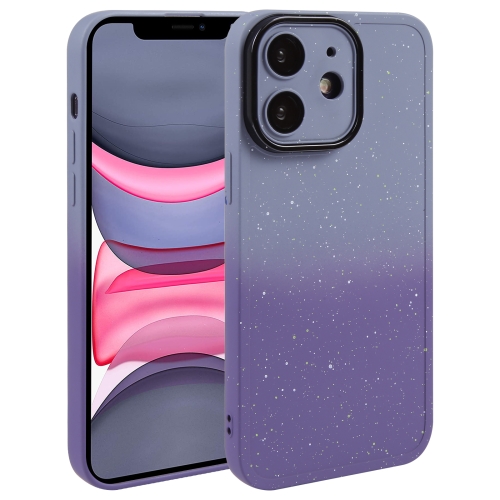

For iPhone 11 Gradient Starry Silicone Phone Case with Lens Film(Grey Purple)