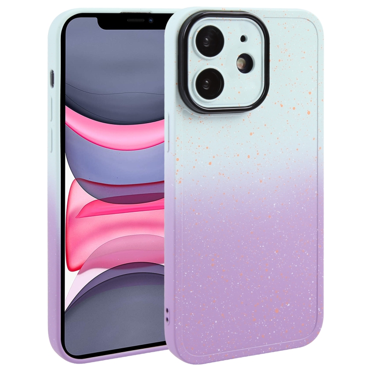 

For iPhone 11 Gradient Starry Silicone Phone Case with Lens Film(White Purple)